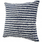 20" X 20" Ensign Blue And Cream 100% Cotton Striped Zippered Pillow