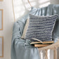 20" X 20" Ensign Blue And Cream 100% Cotton Striped Zippered Pillow