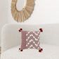 20" X 20" Red And Cream 100% Cotton Geometric Zippered Pillow