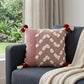 20" Black Gray And Cream Cotton Geometric Throw Pillow with Pompoms