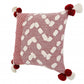 20" X 20" Red And Cream 100% Cotton Geometric Zippered Pillow