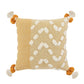 20" Black Gray And Cream Cotton Geometric Throw Pillow with Pompoms