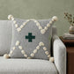 20" X 20" Black Off-White And Green 100% Cotton Geometric Zippered Pillow