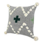 20" X 20" Black Off-White And Green 100% Cotton Geometric Zippered Pillow