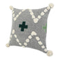 20" X 20" Black Off-White And Green 100% Cotton Geometric Zippered Pillow