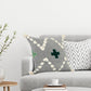 20" X 20" Black Off-White And Green 100% Cotton Geometric Zippered Pillow
