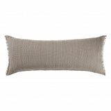 14" X 36" Tan Linen Throw Pillow with Fringe