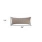 14" X 36" Tan Linen Throw Pillow with Fringe