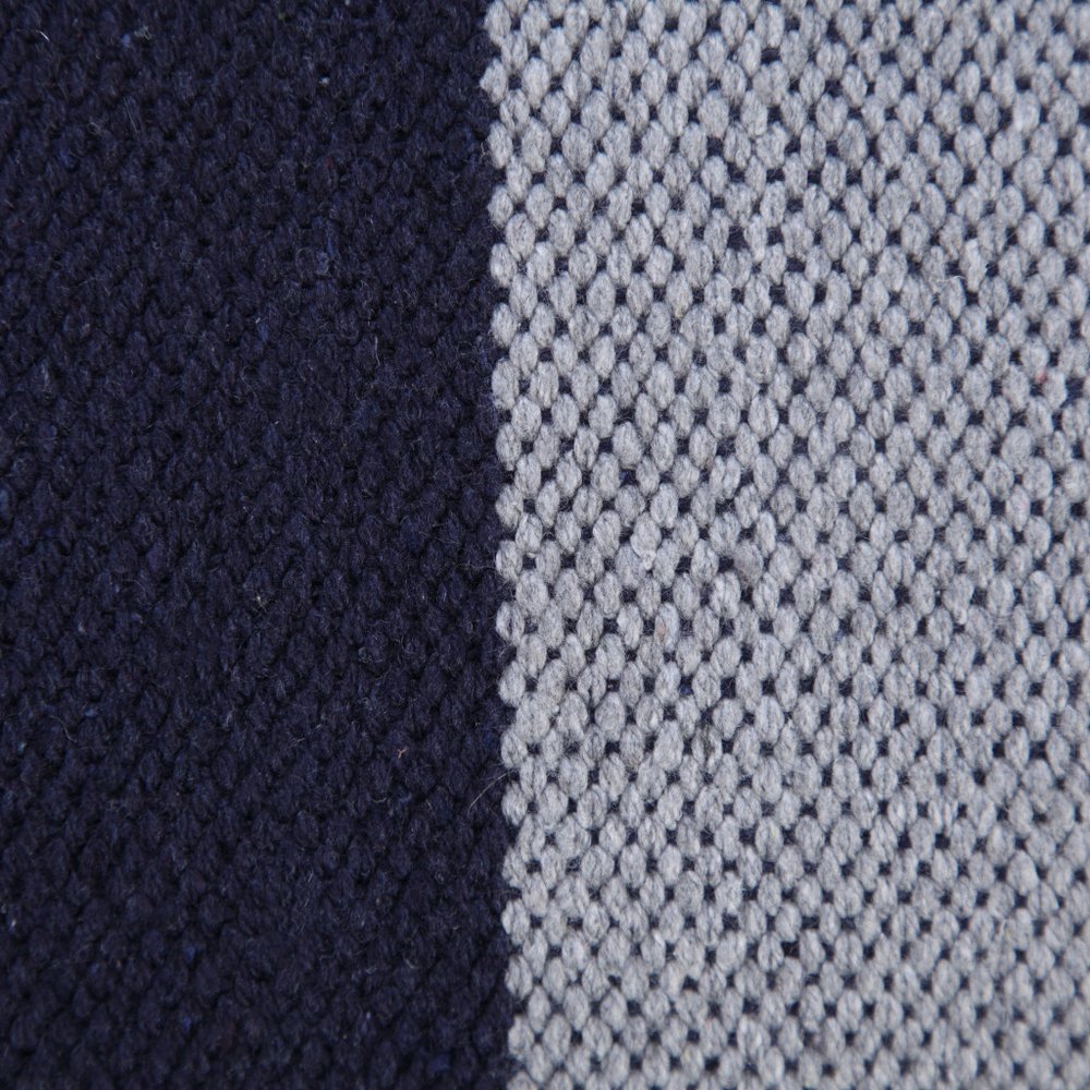 20" Navy Blue Gray And White Cotton Coastal Throw Pillow