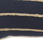 14" X 36" Navy Blue And Tan Cotton Striped Throw Pillow with Fringe