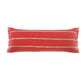14" X 36" Navy Blue And Tan Cotton Striped Throw Pillow with Fringe
