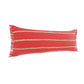 14" X 36" Navy Blue And Tan Cotton Striped Throw Pillow with Fringe