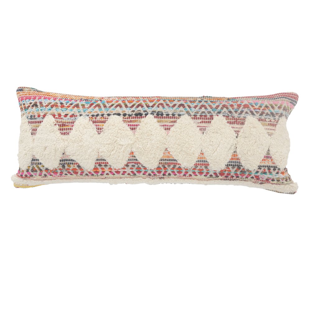 18" Blue And White Diamond Cotton Throw Pillow