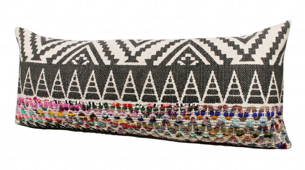 18" Blue and Beige Throw Pillow