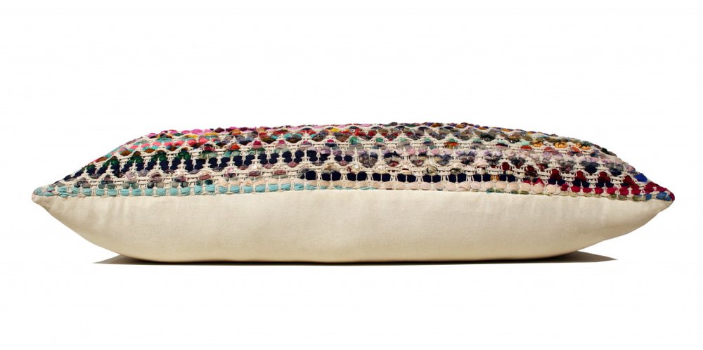 18" Blue and Beige Throw Pillow