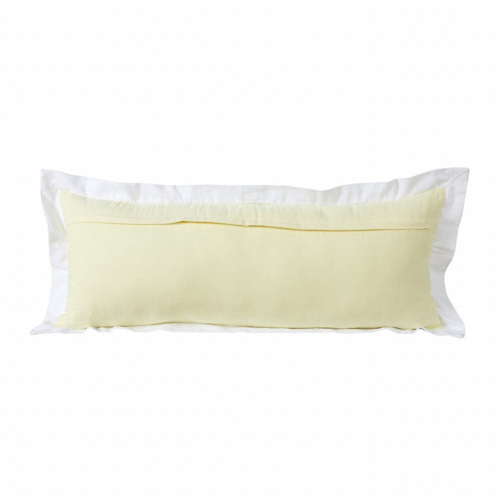 20" X 20" White And Golden Yellow 100% Cotton Geometric Zippered Pillow