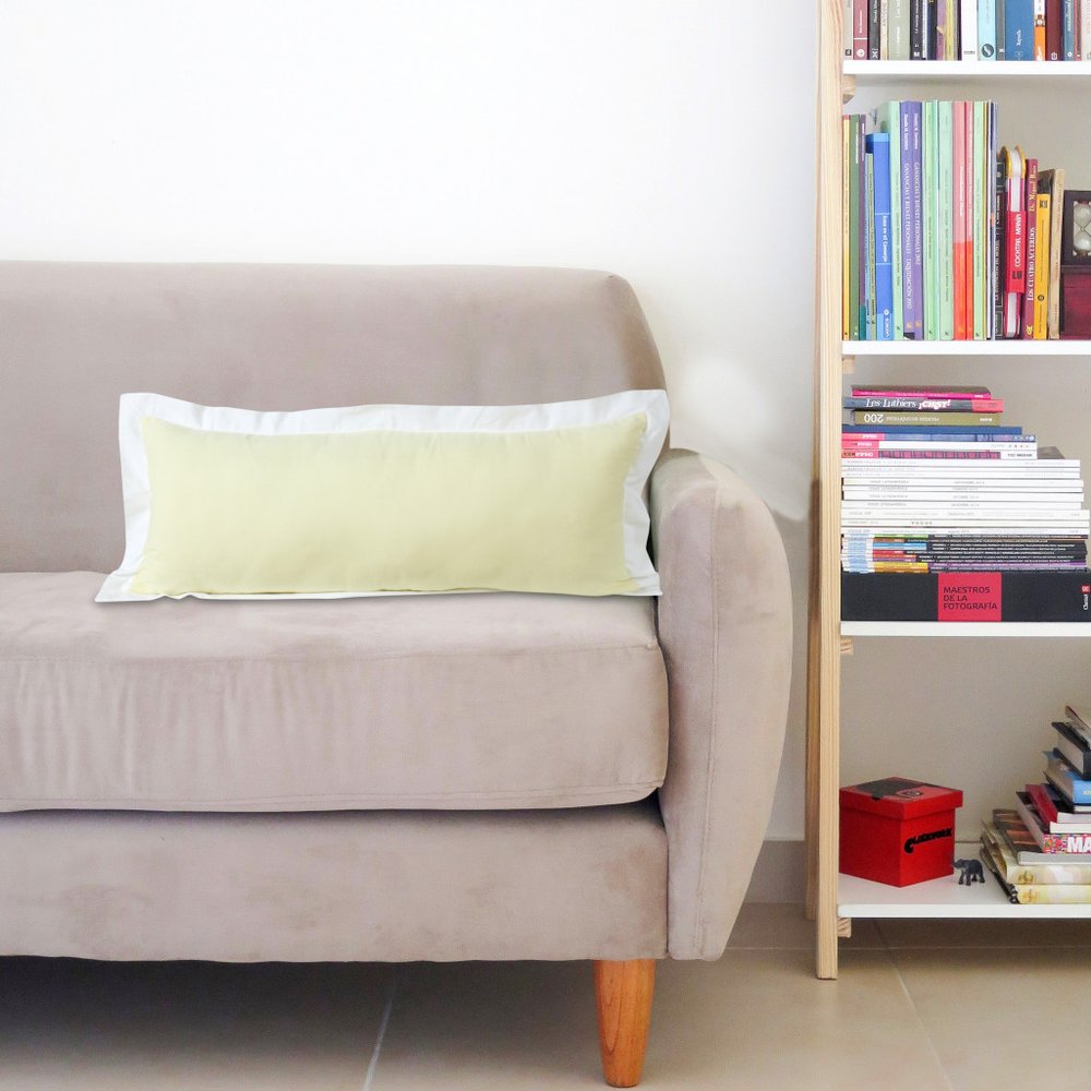 20" X 20" White And Golden Yellow 100% Cotton Geometric Zippered Pillow
