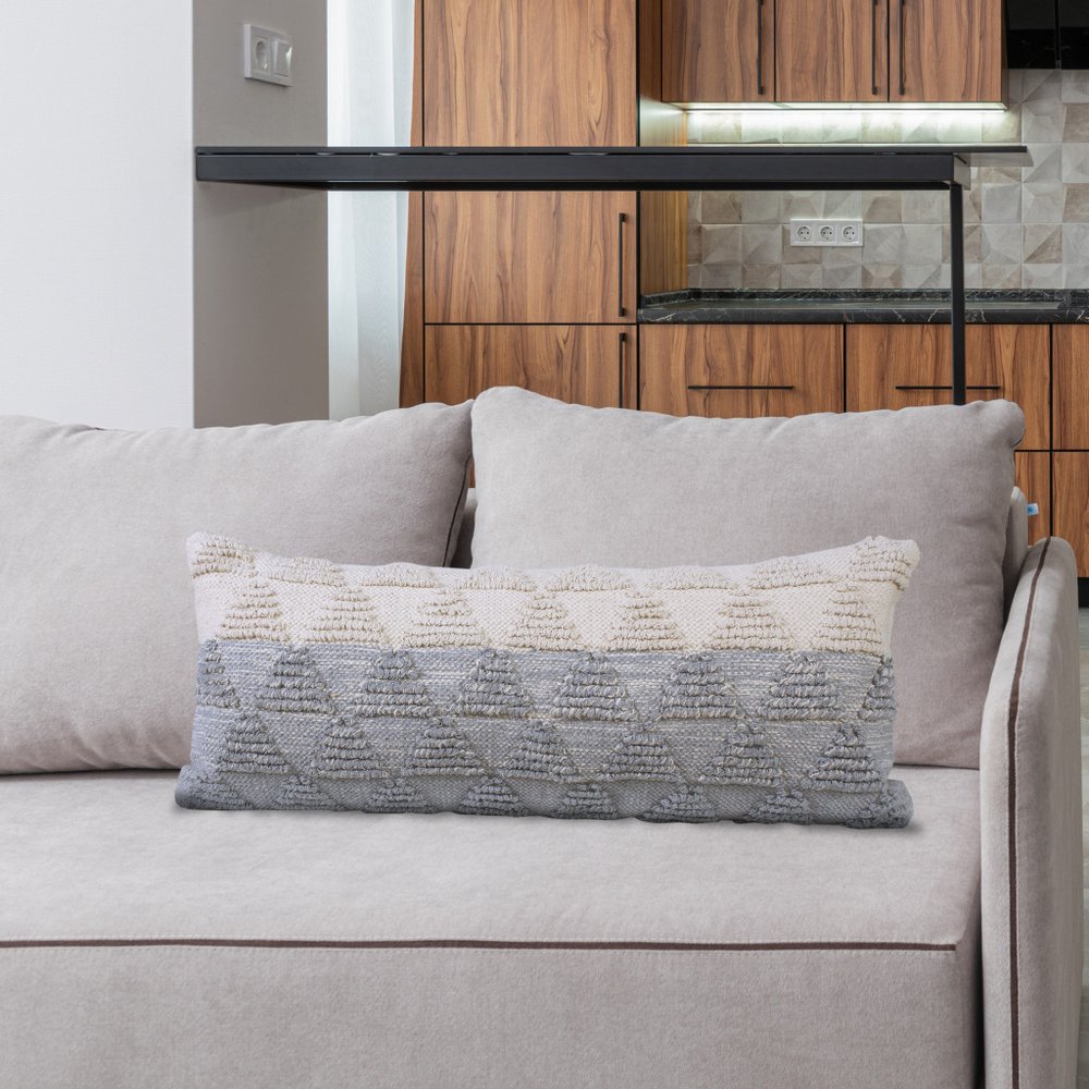 18" Gray and Beige Throw Pillow