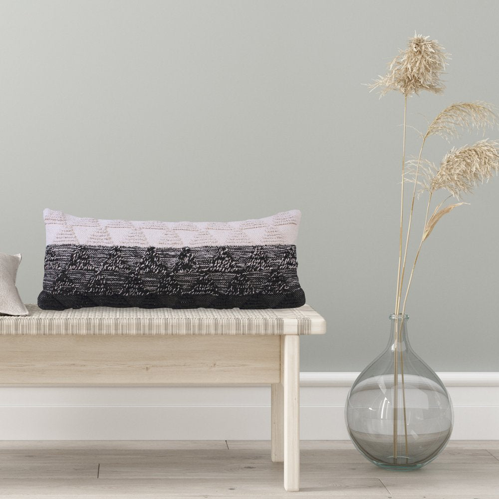 18" Gray and Beige Throw Pillow