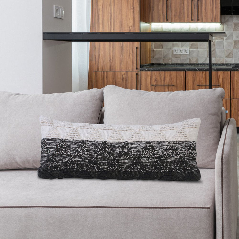 18" Gray and Beige Throw Pillow