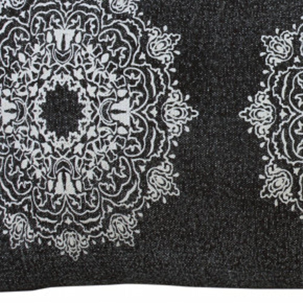 20" X 20" Blue And White 100% Cotton Geometric Zippered Pillow