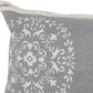 14" X 36" Gray And White Cotton Medallion Throw Pillow