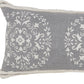 14" X 36" Gray And White Cotton Medallion Throw Pillow