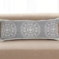 14" X 36" Gray And White Cotton Medallion Throw Pillow