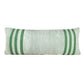 14" X 36" Green And White 100% Cotton Geometric Zippered Pillow