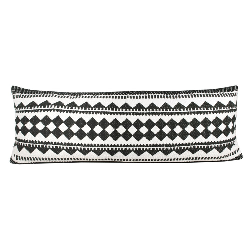 20" Black and White Geometric Cotton Throw Pillow
