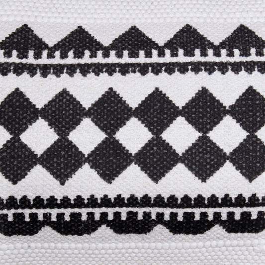 20" X 20" Black And White 100% Cotton Geometric Zippered Pillow