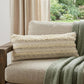 20" Cream Gray And Tan Cotton Striped Throw Pillow