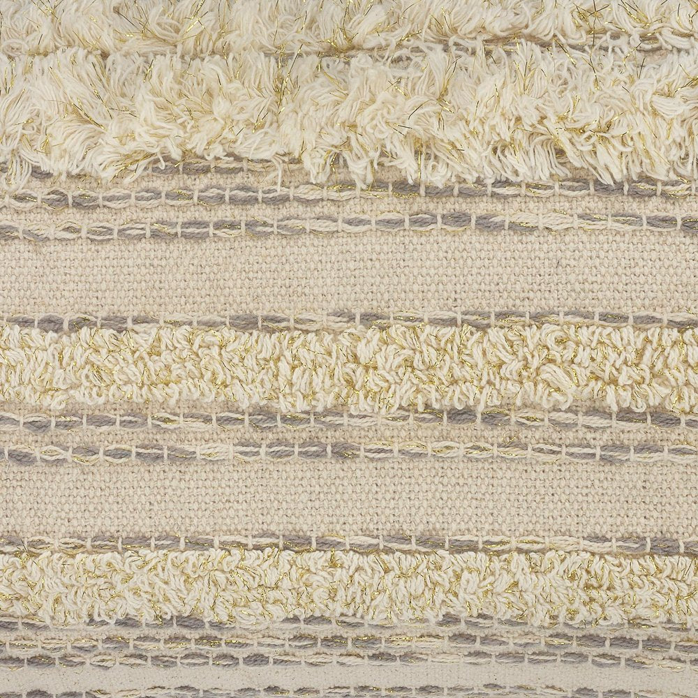 20" Cream Gray And Tan Cotton Striped Throw Pillow