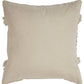 18" X 18" Tan and Black Geometric Cotton Zippered Pillow With Shag