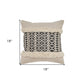 18" X 18" Tan and Black Geometric Cotton Zippered Pillow With Shag
