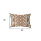 14" X 36" Orange And Cream Cotton Geometric Throw Pillow