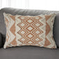 14" X 36" Orange And Cream Cotton Geometric Throw Pillow