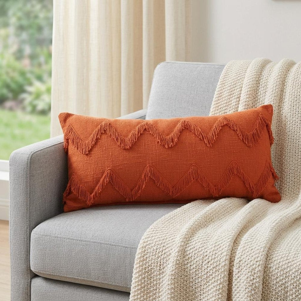 20" X 20" Cinnamon Orange 100% Cotton Zippered Pillow