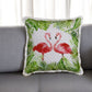 20" Green Pink And White Fabric Bird Throw Pillow