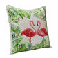 20" Green Pink And White Fabric Bird Throw Pillow
