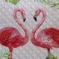 20" Green Pink And White Fabric Bird Throw Pillow