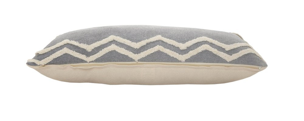 14" X 36" Gray And Tan Cotton Chevron Throw Pillow