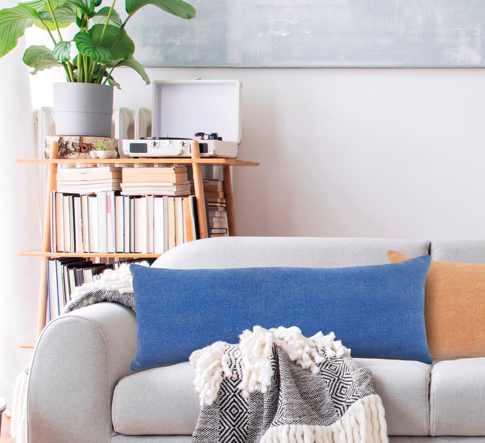 20" Gray Cotton Throw Pillow