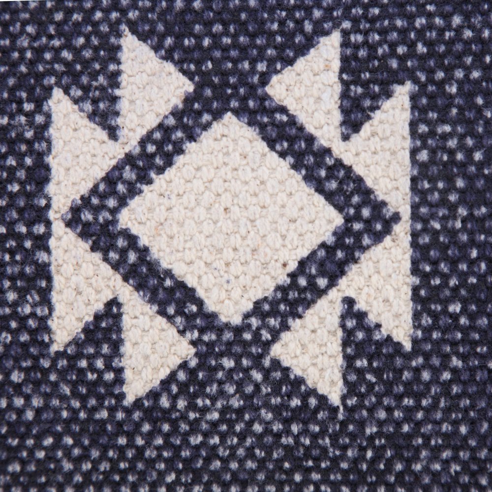 14" X 36" Navy Blue And White Cotton Geometric Throw Pillow