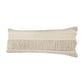 20" Beige and Ivory Throw Pillow with Fringe