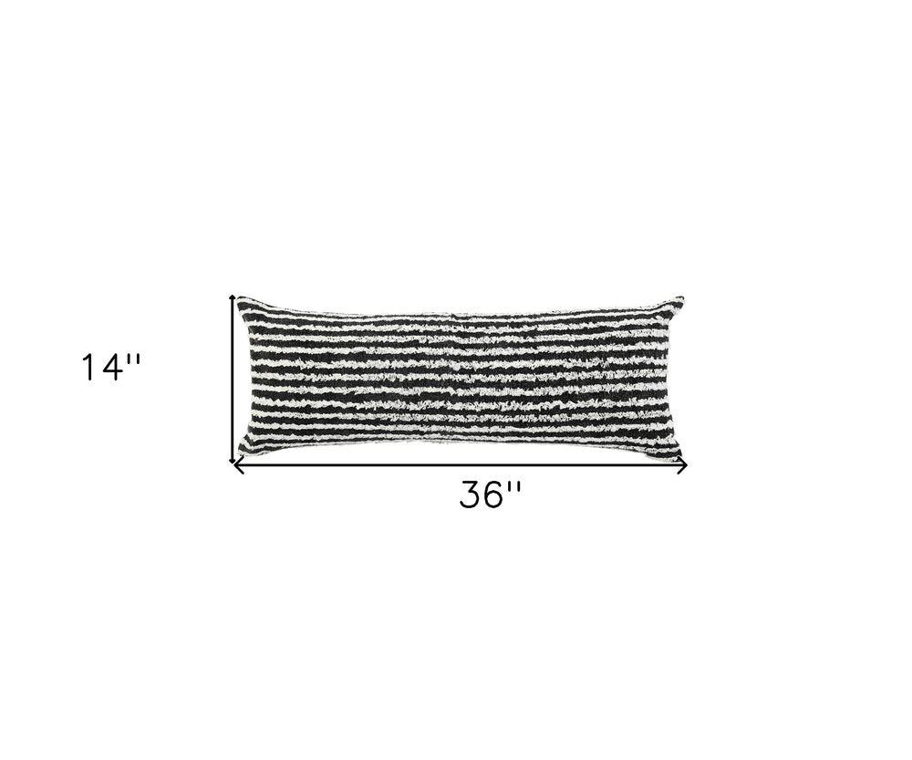 20" X 20" Ensign Blue And Cream 100% Cotton Striped Zippered Pillow