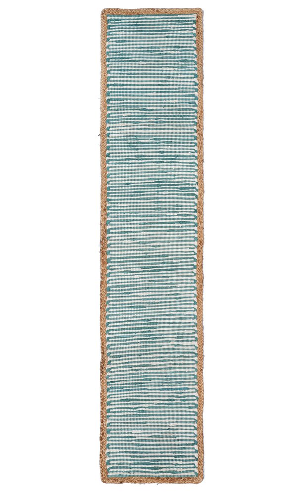 19" Set of Four Cream Yellow And Natural Striped Cotton And Jute Placemats