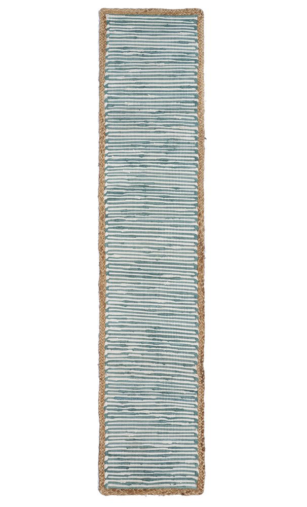 19" Set of Four Cream Yellow And Natural Striped Cotton And Jute Placemats