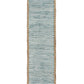 80" Aqua Off White And Natural Striped Cotton And Jute Table Runner