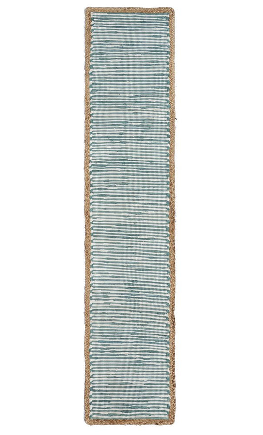 19" Set of Four Cream Yellow And Natural Striped Cotton And Jute Placemats